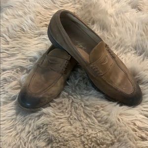 FRYE tan leather penny loafers